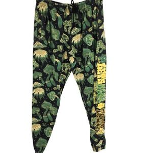 A$$holes Live Forever Pants Mens XL Black Green Mushroom Print Graphic Joggers